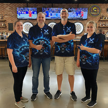 Load image into Gallery viewer, Blue Dartboard &amp; Arrow Fire Flame Pirate Dart Polo Shirts For Men Custom Dart Team Jerseys NYN2726