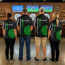 Load image into Gallery viewer, Custom Green US Flag Darts Shirt for Women Darts Team Jerseys Dart Tournament Polo &amp; 1/4 Zip NNT116