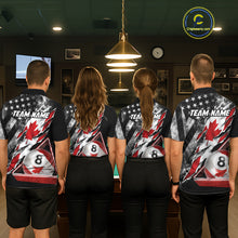 Load image into Gallery viewer, Personalized Smoke Canada Flag Billiard 8 Ball Pool Shirt Custom Patriotic Billiard Appeal For Men NYN2770