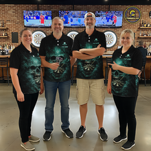 Load image into Gallery viewer, Cracked Grunge Teal Smokes Skull Dartboard Women Darts Polo Shirt Personalized Darts Team Jerseys NYN2598