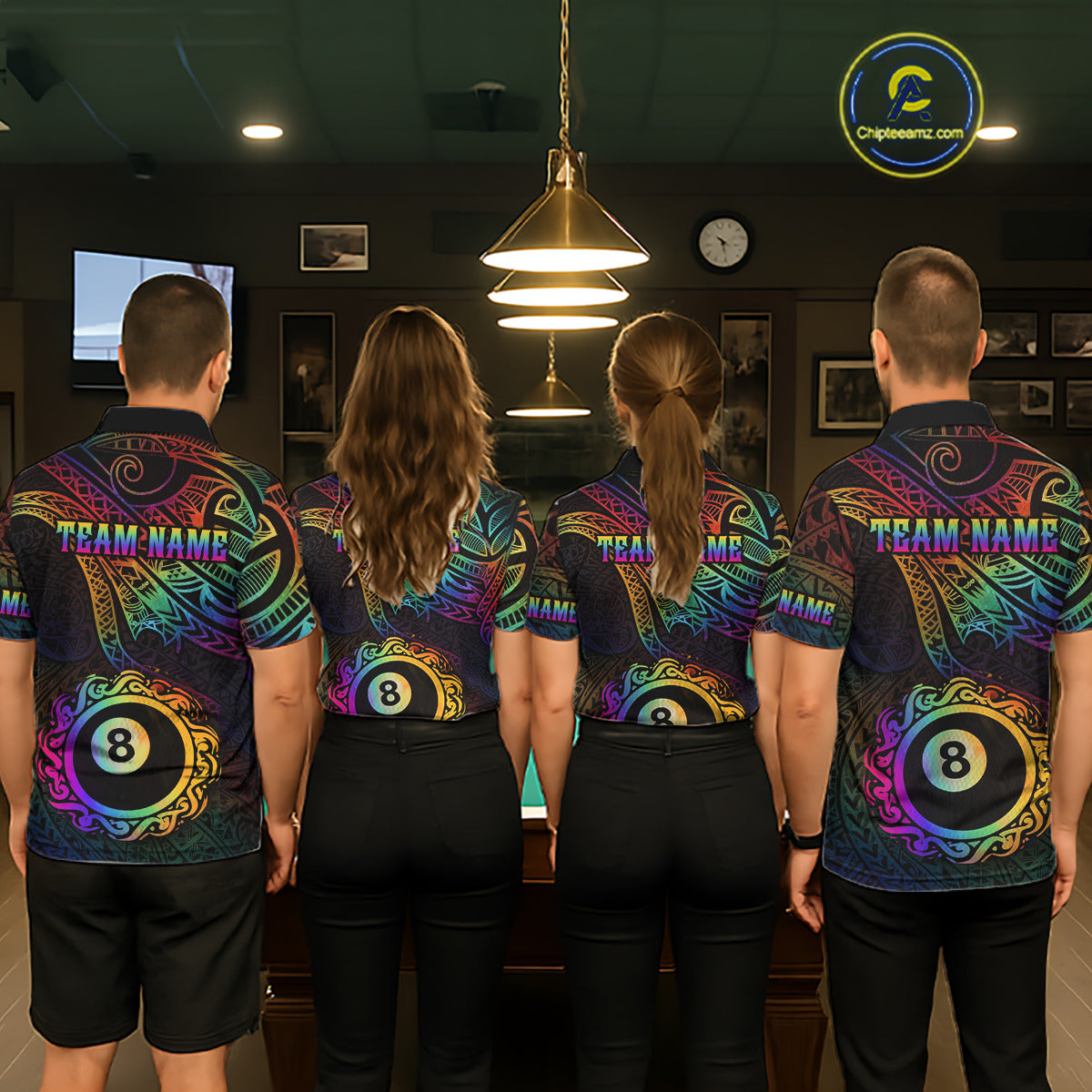 Colorful Rainbow Tribal Billiard Jersey For Women 8 Ball Billiard Uniform Billiard Team Shirts NYN2922