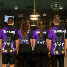 Load image into Gallery viewer, Custom Black Cat 8 Ball Pool Shirts Purple Billiard Shirt for Women Billiard Team Jersey Billiard Gift NNT181
