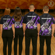 Load image into Gallery viewer, Custom Purple Raccoon Bowling Jersey for Men Bowling Team Shirts Bowling Polo &amp; 1/4 Zip HNT254