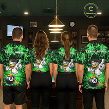 Load image into Gallery viewer, Custom Green Funny Duck Billiard Shirt for Men Billiard Team Jersey League 8 Ball Pool Shirts NNT171
