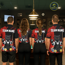 Load image into Gallery viewer, Custom Black Cat 8 Ball Pool Shirts Red Billiard Shirt for Men Billiard Team Jersey Billiard Gift NNT181