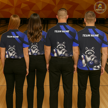 Load image into Gallery viewer, Custom Blue Ugly Raccoon Bowling Shirt for Women Bowling League Polo &amp; Quarter-Zip Gift QZT853