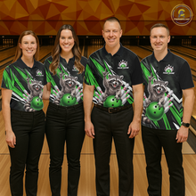 Load image into Gallery viewer, Custom Green Raccoon Bowling Jersey for Women Bowling Team Shirts Bowling Polo &amp; 1/4 Zip HNT254