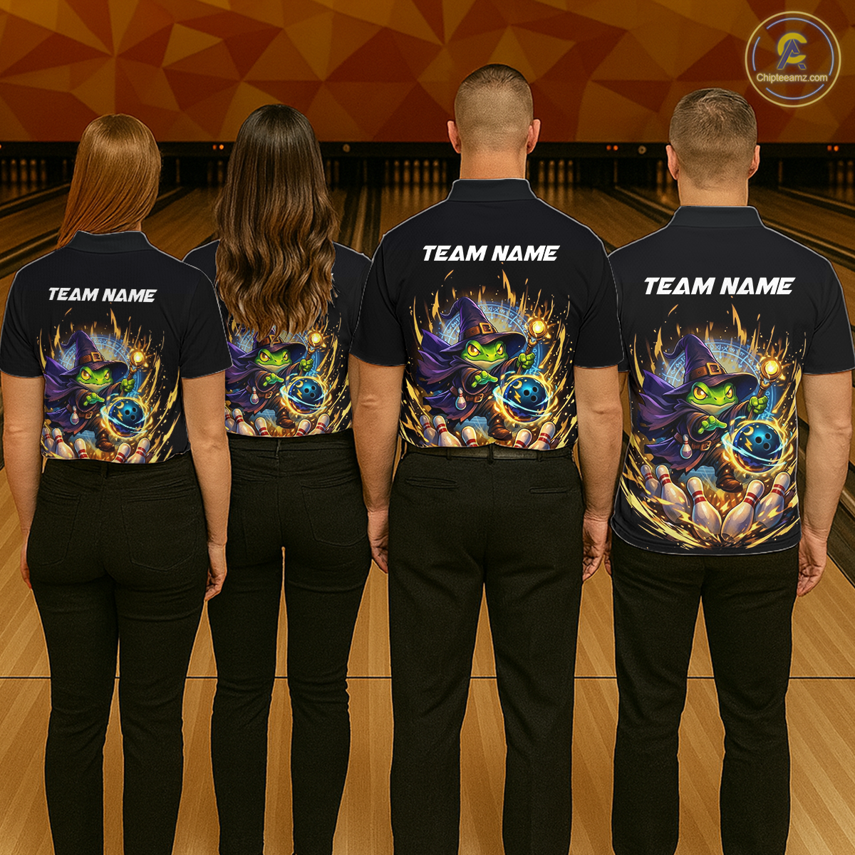 Personalized Frog Wizard Bowling Shirt for Women Flame Bowling Jersey League Polo & Quarter-Zip QZT890