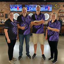 Load image into Gallery viewer, Custom Purple Tribal Dart Shirts for Women Dart Team Jersey Dartboard Gifts Polo &amp; 1/4 Zip NNT163