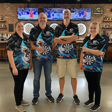 Load image into Gallery viewer, Custom Turquoise Duck Funny Dart Shirt Dart Team Jersey for Women Dartboard Polo &amp; 1/4Zip NNT167