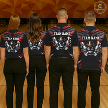 Load image into Gallery viewer, Custom Black &amp; Red Funny Cowboy Bowling Shirt for Women Polo &amp; 1/4-Zip Bowling League QZT840