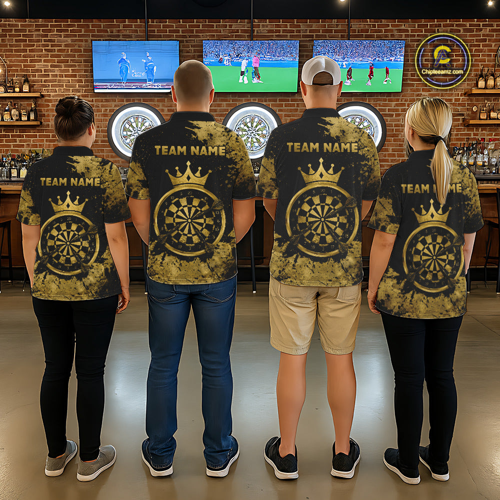 Personalized Grunge Gold Dartboard Women Dart Shirt Custom Name Dart Team Jersey For Darters NYN2968