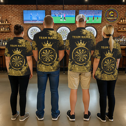 Personalized Grunge Gold Dartboard Women Dart Shirt Custom Name Dart Team Jersey For Darters NYN2968