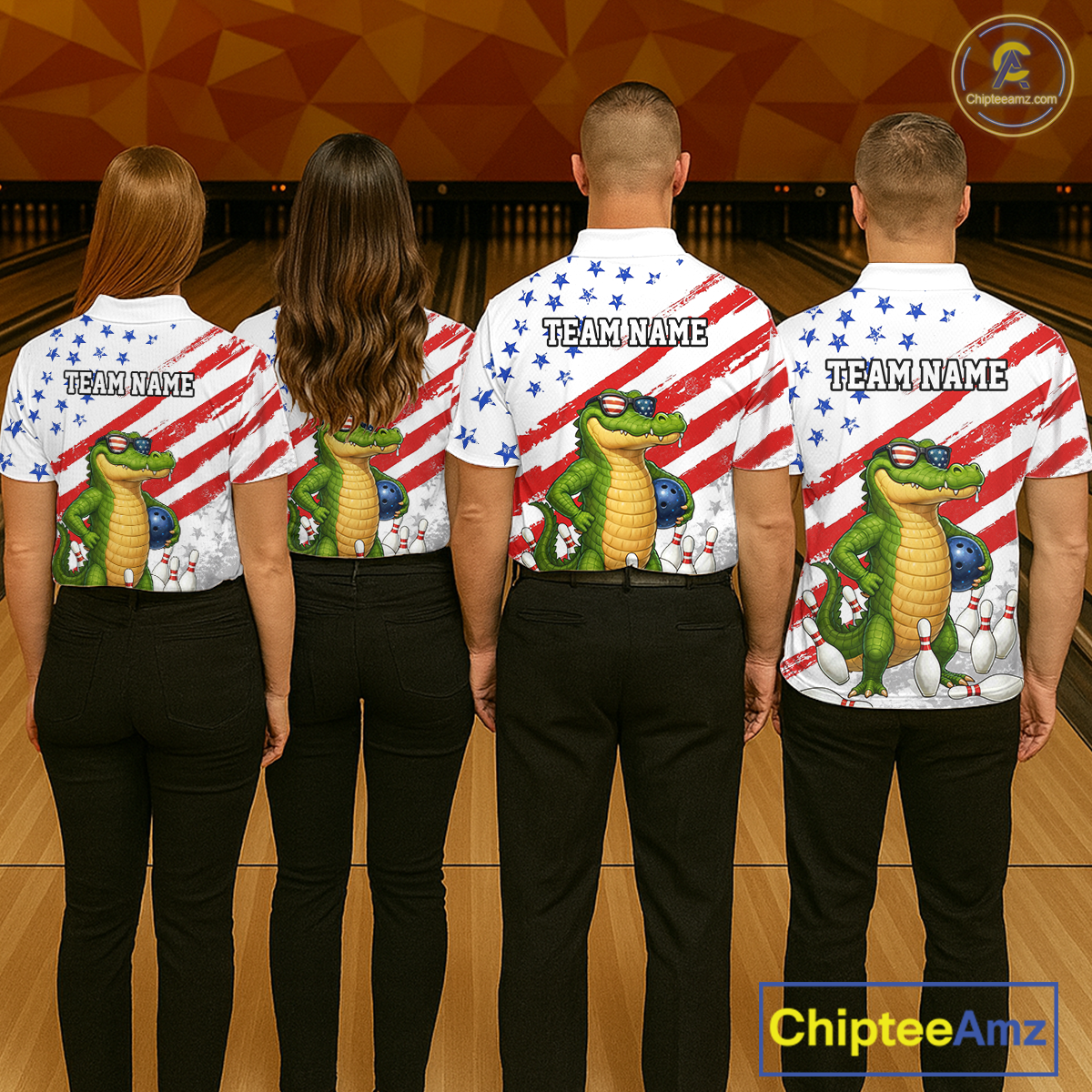 Custom US Flag Funny Alligator Bowling shirts for Men, Crocodile  Bowling Team Jerseys HNT206