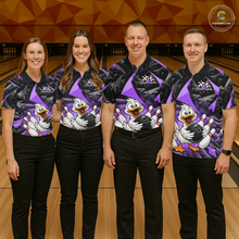 Load image into Gallery viewer, Custom Purple Funny Duck Bowling Jersey for Men Bowling League Bowling Team Shirts Polo &amp; 1/4 Zip HN233
