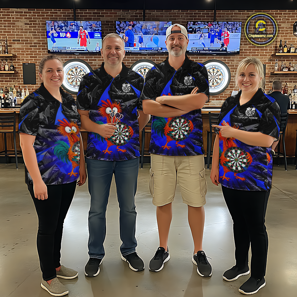 Custom Funny Blue Chicken Dart Shirts For Women Dart Board Gifts Darts Team Jerseys Dart League NNT152