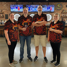 Load image into Gallery viewer, Fire Flame Dragon Black &amp; Red Dartboard Dart Polo Shirts For Men Custom Dart Team Shirts NYN2673