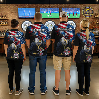 Personalized American Flag Splatter Eagle Dart Shirts For Women Patriotic Dart Polo & 1/4-Zip Jersey NYN2777