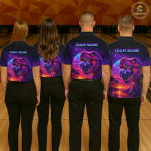 Load image into Gallery viewer, Custom Retro Galaxy Dinosaur Bowling Jersey for Men Bowling Shirts for Team Polo &amp; 1/4 Zip HNT245