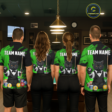 Load image into Gallery viewer, Custom Black Cat 8 Ball Pool Shirts Green Billiard Shirt for Men Billiard Team Jersey Billiard Gift NNT181