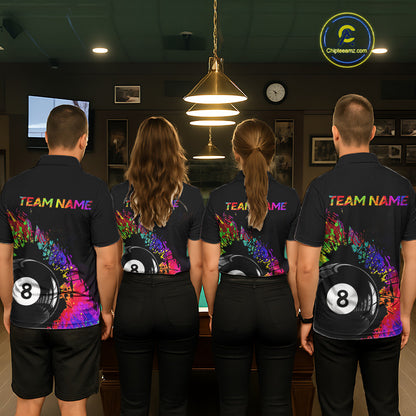 Custom Colorful Splatter Women's Billiard Ball Shirt Personalized Ball 8 Billiard Team Shirt NYN2342