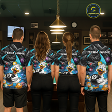 Load image into Gallery viewer, Custom Turquoise Funny Duck 8 Ball Pool Shirts Billiard Shirt for Women Billiard Team Jersey League NNT172