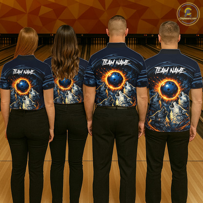 Wolf Bowling Jersey for Men Polo & 1/4 Zip Custom Wolf Bowling Team Shirts Bowling League HNT205
