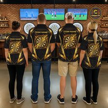 Load image into Gallery viewer, Black Yellow Dartboard Camo Men Darts Polo &amp; 1/4-Zip Shirt Custom Thunder Dart Team Jersey NYN3008