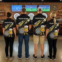 Load image into Gallery viewer, Custom Yellow Funny Beer Dart Shirts for Men Darts Team Jerseys Dart Tournament Polo &amp; 1/4 Zip NNT139