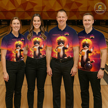 Load image into Gallery viewer, Custom Beer Cat Retro Bowling Shirt for Women Cat Funny Beer Bowling Team Jersey Polo &amp;1/4 Zip HNT275