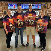 Load image into Gallery viewer, Funny Cat Retro Dart Shirts For Women Custom Dart Board Shirts Polo &amp; 1/4 Zip Dart Jersey Team NNT124