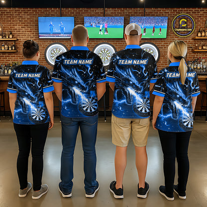 Custom Blue Galaxy Dragon Darts Shirt for Men Darts Team Jerseys Dartboard Shirt NNT291