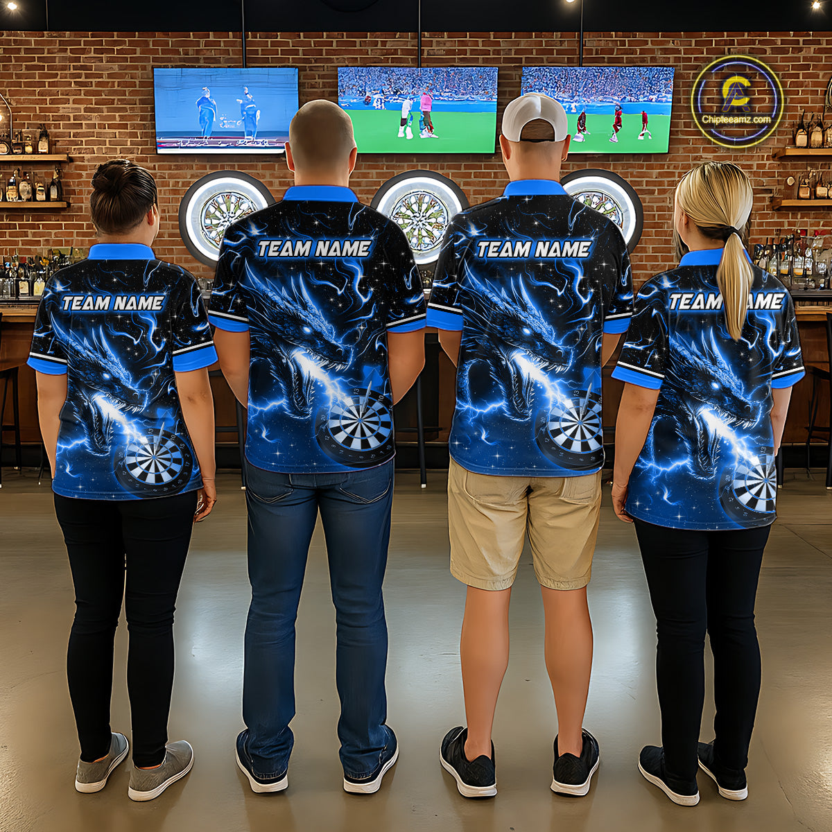 Custom Blue Galaxy Dragon Darts Shirt for Women Darts Team Jerseys Dartboard Shirt NNT291