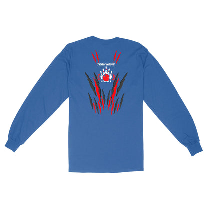 Flame Bowling Custom Name and Team Name Bowling Long Sleeve Shirts, Gift For Bowlers D02 NQS9900
