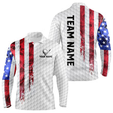 Load image into Gallery viewer, Red, White and Blue Smoke American Flag Men golf polo shirts custom Patriotic Men white golf polo NQS9380