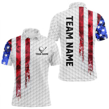 Load image into Gallery viewer, Red, White and Blue Smoke American Flag Men golf polo shirts custom Patriotic Men white golf polo NQS9380