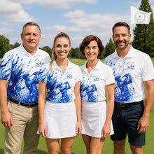 Load image into Gallery viewer, Golf Polo Shirts, Mens Golf Polo Shirts Blue Painting Golfer Custom Name Team Golf Shirt, Golf Gifts NHN0090