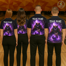 Load image into Gallery viewer, Personalized Night Realm King Wolf Bowling Shirt Crown Bowling Jersey for Men QZT961