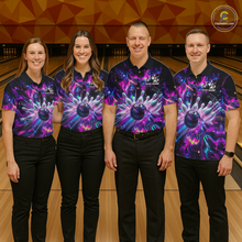 Load image into Gallery viewer, Custom Watercolor Pink Purple Bowling Jersey for Women Bowling Team Shirts Polo &amp; 1/4 Zip HNT268