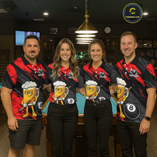 Load image into Gallery viewer, Custom Funny Red Beer 8 Ball Pool Women Billiard Polo &amp; 1/4 Zip, Billiard Shirt, Billiard Team Jerseys NNT146