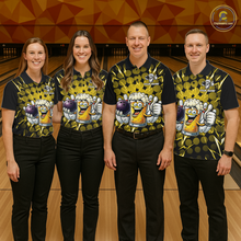 Load image into Gallery viewer, Custom Yellow Funny Beer Bowling Jersey for Women Bowling Team Shirts Polo &amp; 1/4 Zip HNT187