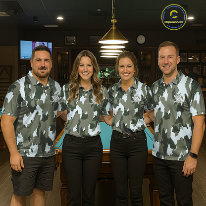 Custom Green Camo 8 Ball Billiard Shirts for Men Billiard League Billiard Team Shirts NNT106