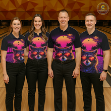 Load image into Gallery viewer, Custom Funny Raccoon Retro Sunset Bowling Jersey for Women Bowling Uniform Bowling Team Shirts HNT280