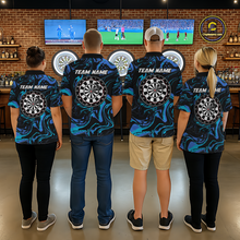 Load image into Gallery viewer, Teal-Turquoise Pattern Darts Team Jerseys Dart Shirts For Women Dart Tournament Polo &amp; 1/4 Zip NNT119