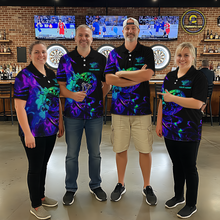 Load image into Gallery viewer, Custom Neon Pattern Dart Shirts For Women Dart Board Shirts Polo &amp; 1/4 Zip Dart Jersey Team NNT129