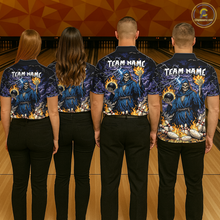 Load image into Gallery viewer, Custom Flame Grim Reaper Bowling Jersey for Men Polo &amp; 1/4 Zip Bowling Team Shirts HNT222