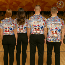 Load image into Gallery viewer, Custom Funny Chicken Bowling Team Shirt for Women Colorful Bowling Buddy Shirt Polo &amp; 1/4 Bowling Outfit QZT955