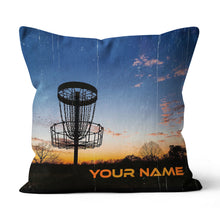 Load image into Gallery viewer, Sunset Disc Golf Basket Custom Name Pillow Personalized Disc Golf Gifts LDT1109