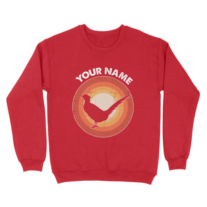 Pheasant Retro Vintage Sunset Custom Name Shirt, Pheasant Hunting Shirt, Gift for Pheasant Lover, Bird Lover Standard Sweatshirt FSD2349D08