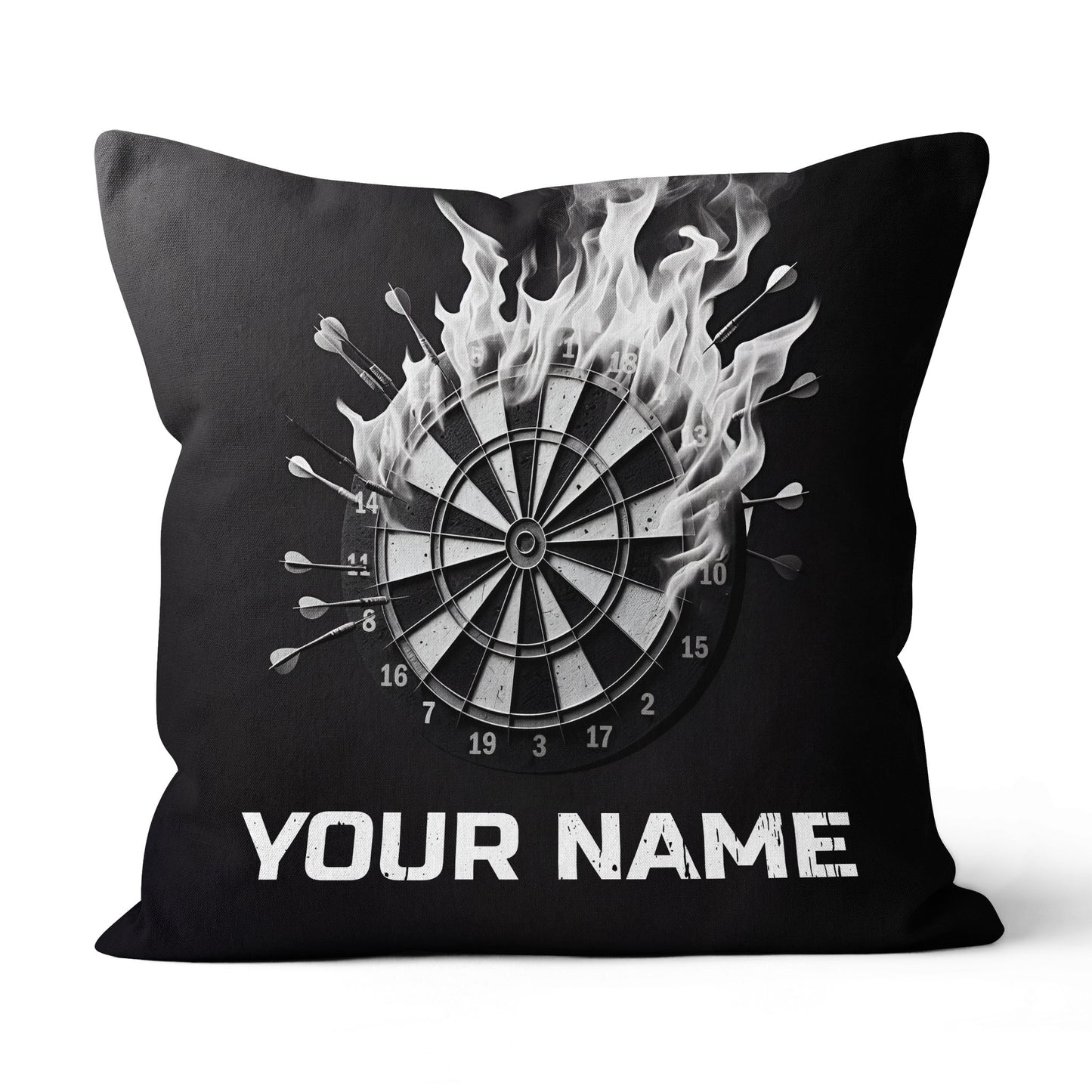 Black White Darts Flame Custom Throw Pillow Personalized Darts Gifts LDT1159